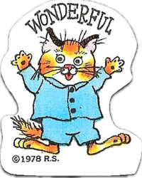 scanned sticker of a mouse living in a mushroom house